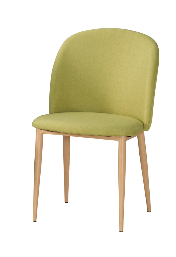 蜜雪兒餐椅-綠色-淺灰色布-五金腳