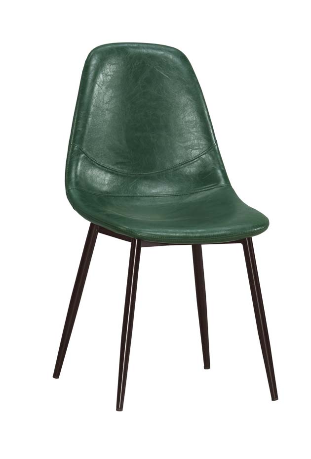 西弗爾餐椅-綠色皮-五金腳