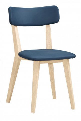 安琪拉餐椅-藍-黃色皮-五金腳
