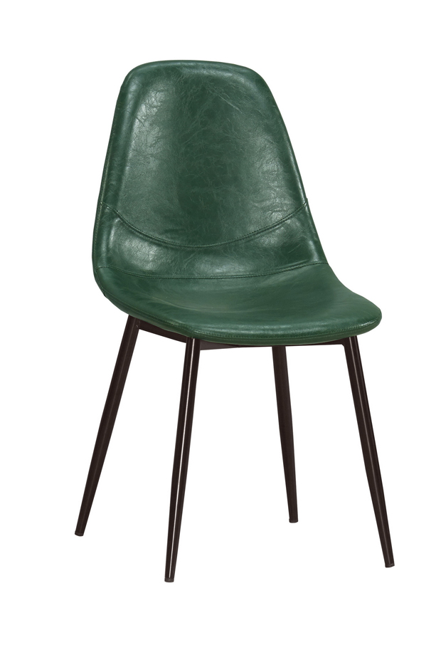 西佛爾餐椅-綠-棕色皮-五金腳