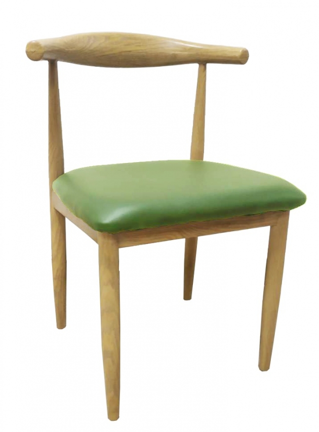 白橡木綠皮牛角椅